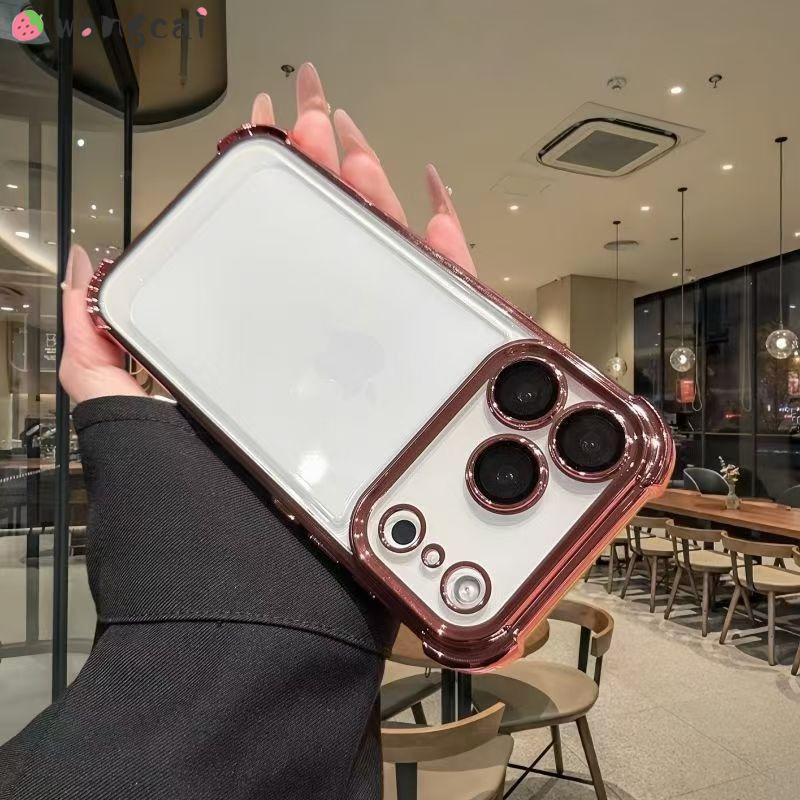 Роскошный прозрачный чехол с четырьмя углами для телефона Vivo Y21 Y21S Y20A Y20T Y20S Y19S Y19 Y18E Y17S Y16 Y15S Y12A Y3 с гальваническим покрытием рамки