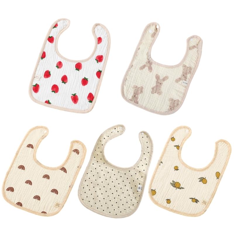 Soft & Absorbent Cotton Baby Drool Bibs 4 Layers Newborn Bibs Rabbit Lemon Pattern Baby Burp Cloth Suitable for Newborns