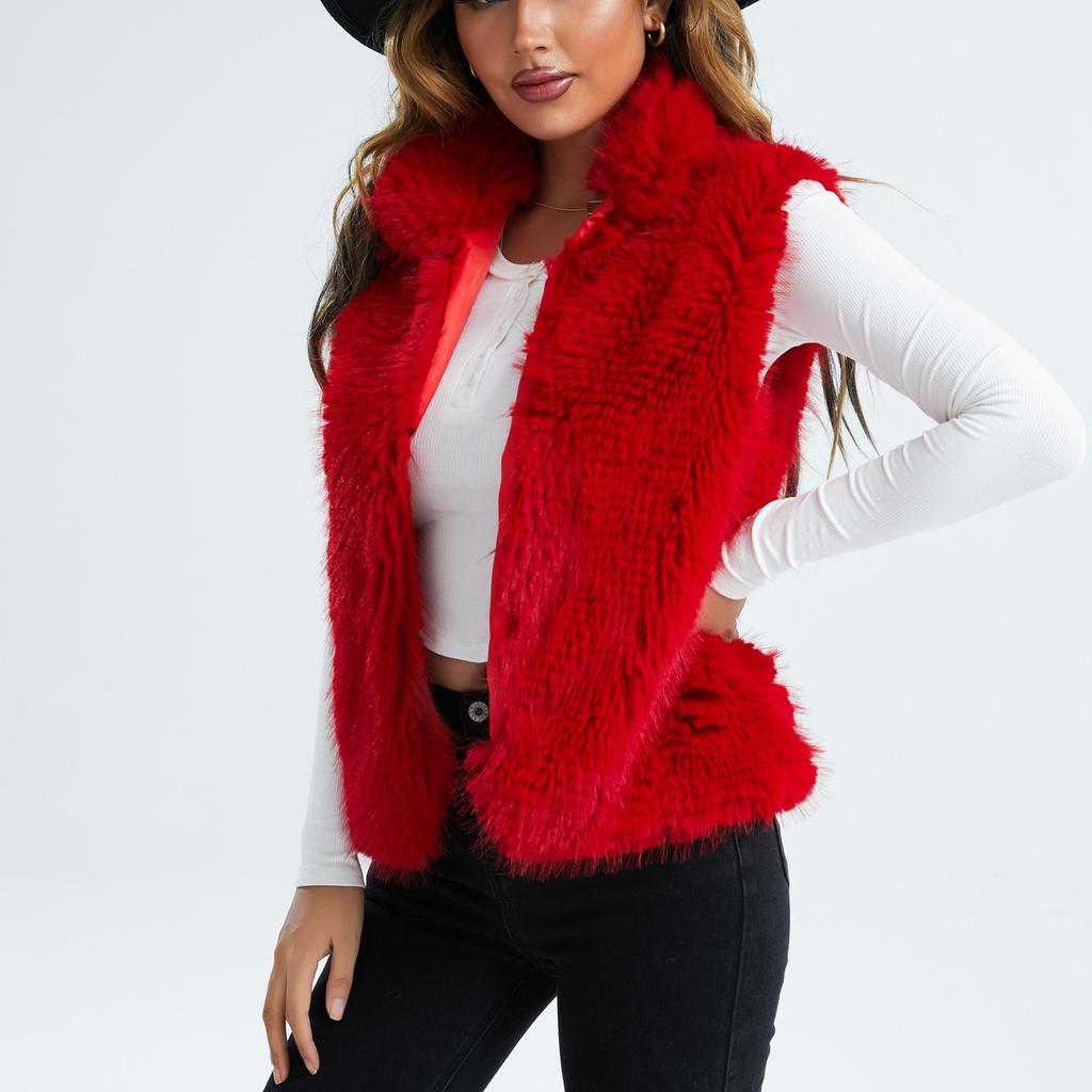 Женский осенне-зимний плюшевый теплый кардиган без рукавов