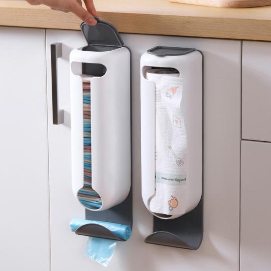 Настенное крепление Держатель для пластикового пакета Легкий доступ Без сверления Самоклеящиеся пакеты для продуктов Экономия Сумка для покупок Диспенсер Кухня Ванная комната Прихожая