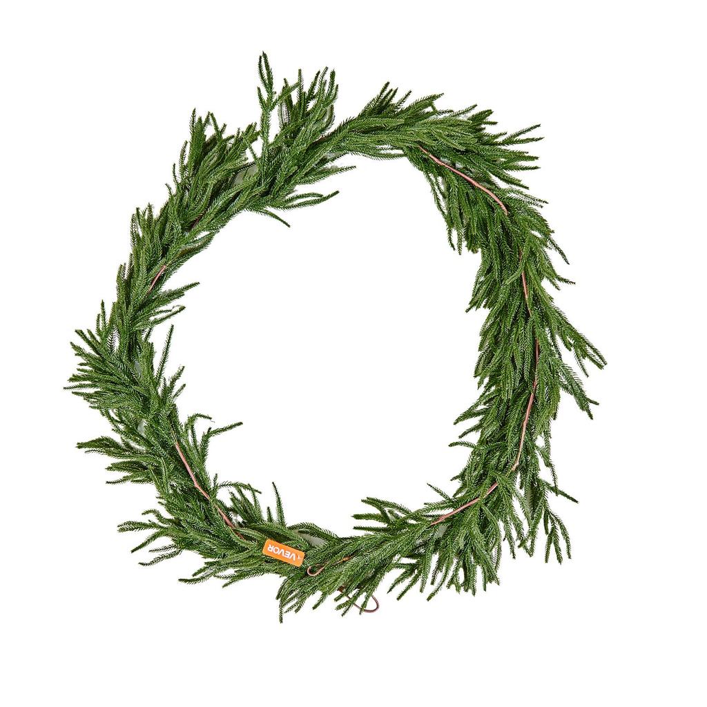 VEVOR Christmas Garland, 2750 mm Realistic Norfolk Pine Garland, Evergreen Real Touch Artificial Faux Greenery Garlands