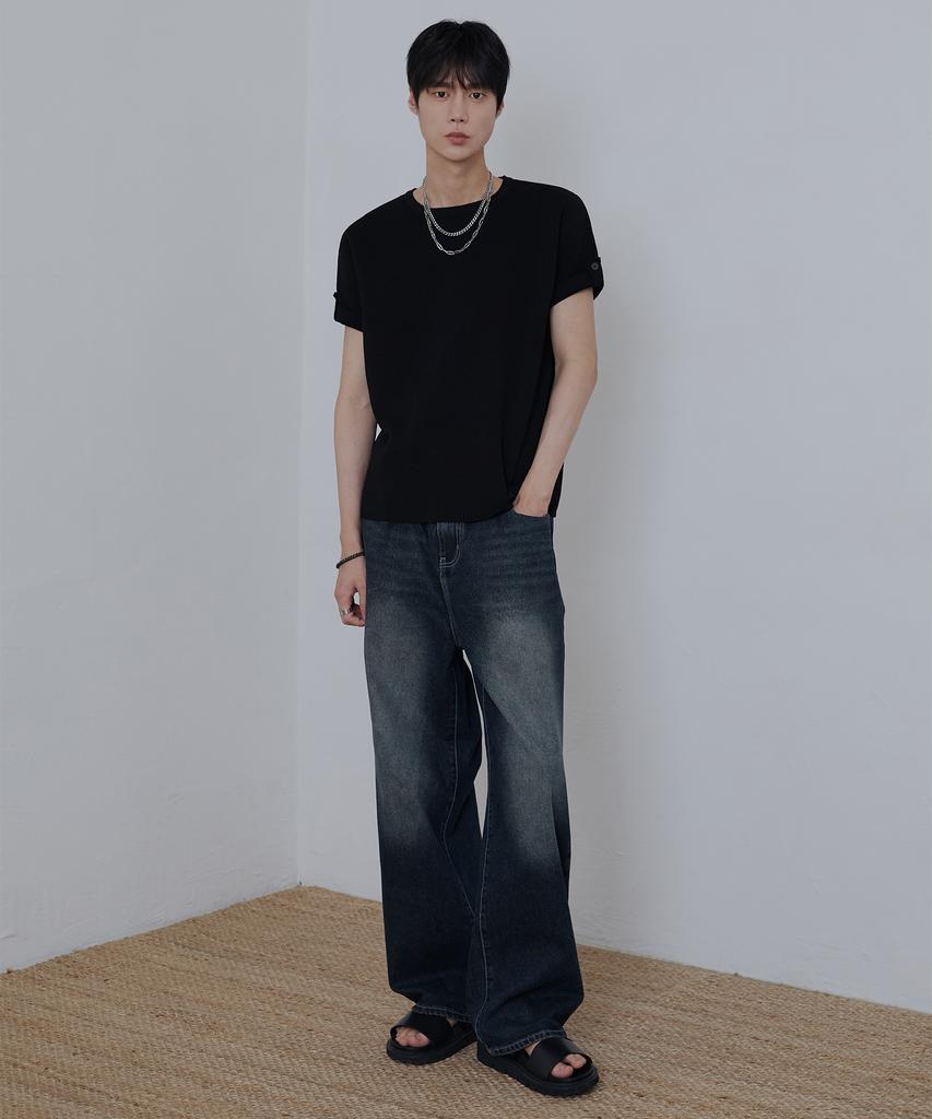 NODU Roll-Up Tab Washable Half Knit [Black]