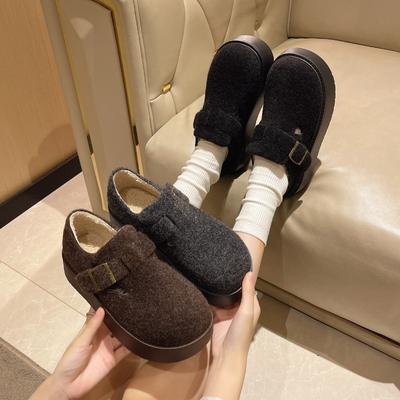 Женские бархатные туфли на толстой подошве, новые осенне-зимние, ретро, повседневные, бархатные сноубутсы, хлопковые туфли