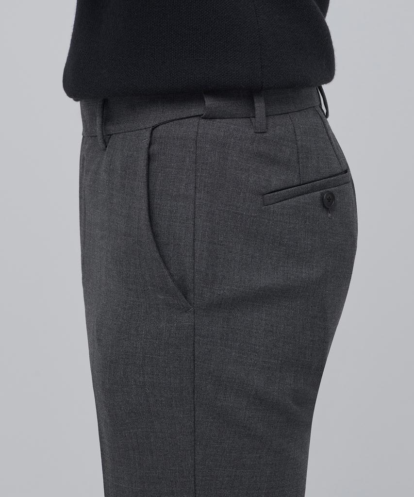 MUSINSA STANDARD Wool Tapered Hidden Banding Crop Slacks [Medium Gray]
