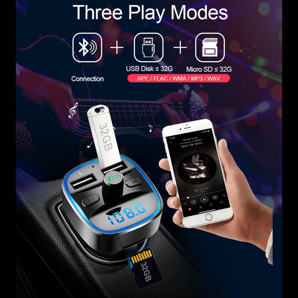 Беспроводной Bluetooth FM-передатчик для автомобильного MP3-плеера с двойным USB-зарядным устройством, светодиодный дисплей, радиоадаптер, аудиохаб, автомобильные аксессуары