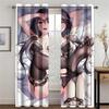 Cartoon Anime Sexy Big Breasts Ass Girl Nude Print Japanese 2 Pieces Shading Drapes Window Curtain for Living Room Bedroom Decor