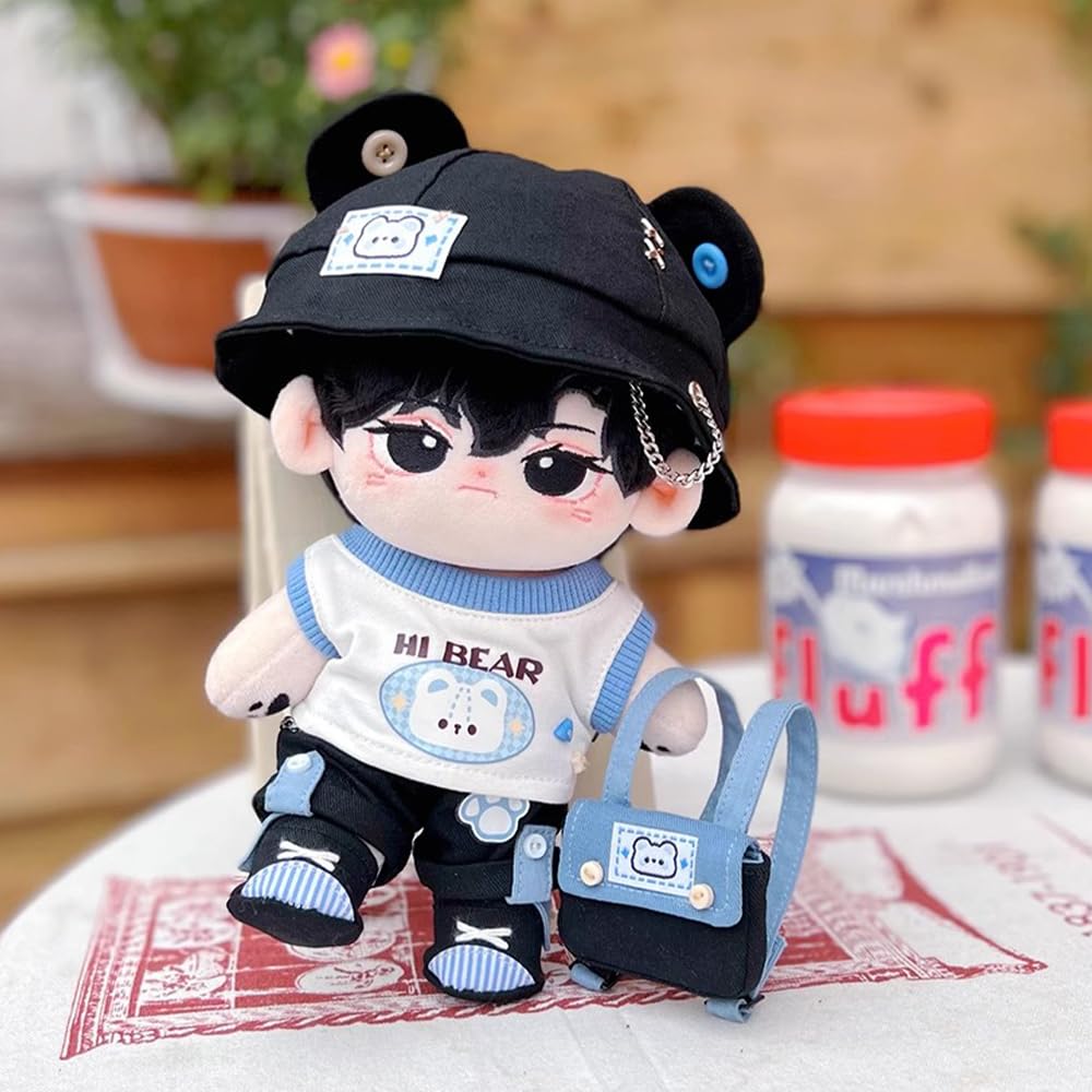 niannyyhouse 20cm Plush Clothes Parkour Bear Set Hat Jacket Shorts Vest Shoes Backpack Cotton Doll Dress Up Doll Accessories (20cm)