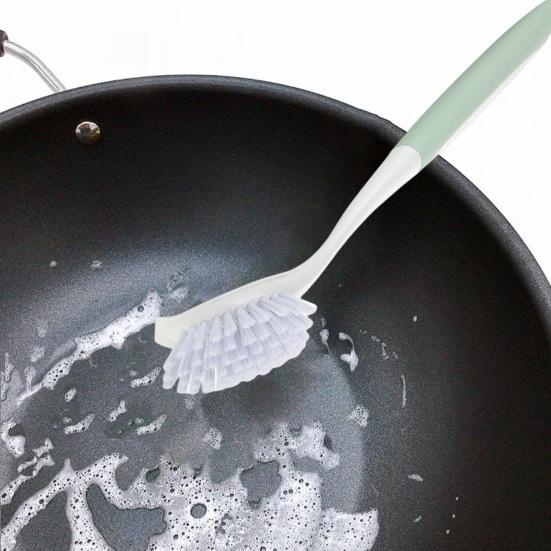 Щетка для кастрюли с плотной щетиной, длинная ручка, лопаточка, насадка, хороший отскок, экономящая трудозатраты, щетка для мытья посуды, кухонный гаджет