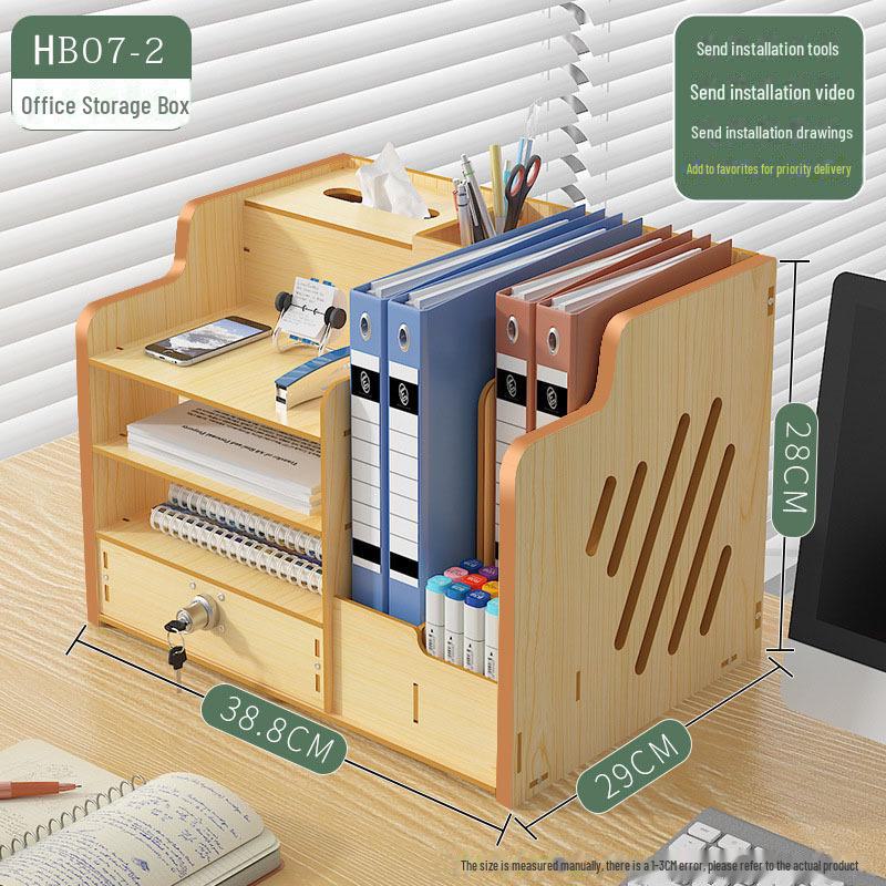 "Multi-layer Lockable Desk Organizer with File Drawer"
