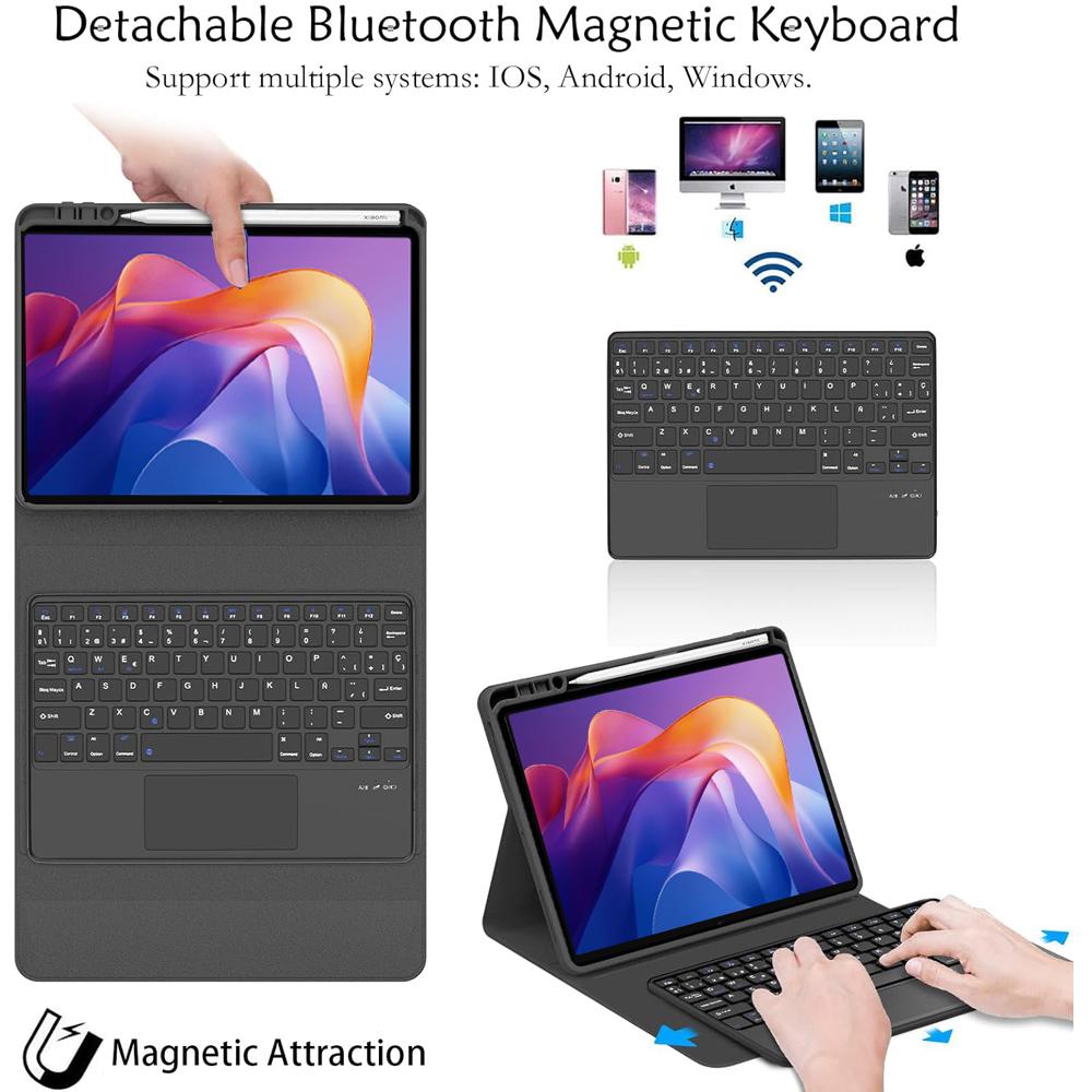 Чехол-клавиатура для Redmi Pad 2 11 дюймов, Чехол-клавиатура для планшета Redmi Pad 2 11 дюймов с отсеком для стилуса