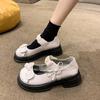 Small White Leather Shoes Women's New Spring and Summer Mary Jane Shoes Platform Bow Lolit Shoes