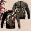 Erkaklar Xudisi Yapon Samurayi 3D Bosma Moda Ko'cha Uzun Qo'lli Kapushonli Sviter Kundalik Kurtka Pullover Tashqi Kiyimlar