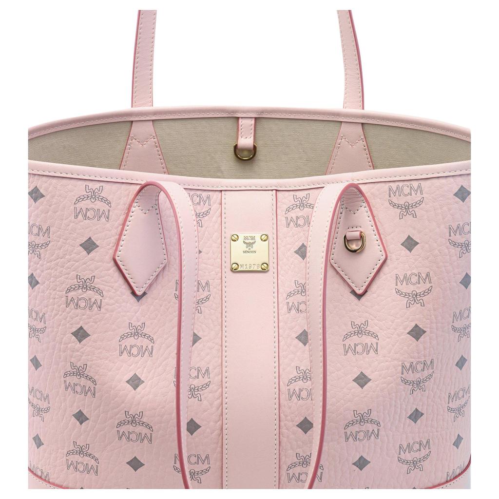 MCM Logo Print Open Design Shoulder Tote Bag Women tote bag Pink MWPGSLR03QH001