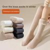 1 пара женских зимних носков выше колена, противоскользящие шерстяные однотонные теплые утолщенные чулки, теплые носки для разных случаев