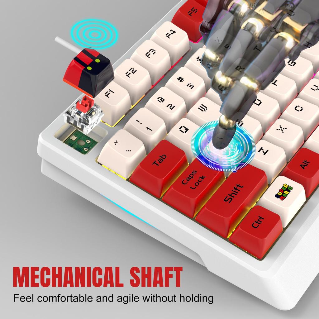 K98 Mechanical Keyboard with Blue or Red Axis, Wired Connection, Dual-Color Injection Keycaps for Gaming