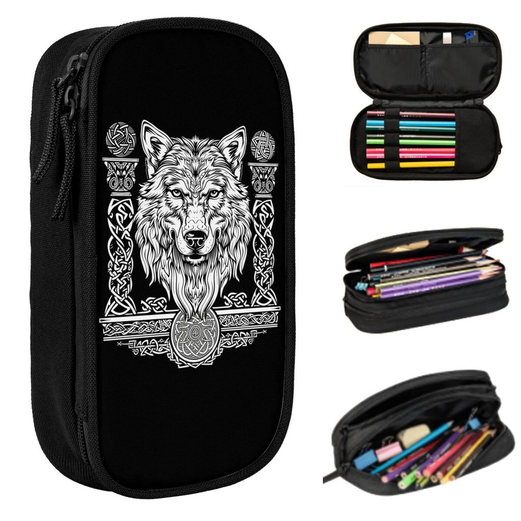 Norse Nordic Viking Celtic Pencil Case for Boy Girl School Pen Box Pencil Bag Stationery Supplies Pen Holder Bag