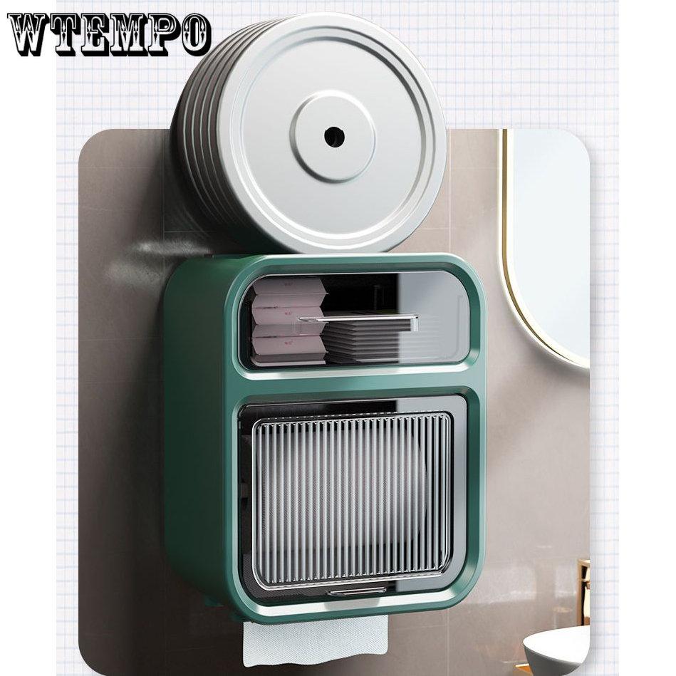 WTEMPO Коробка для туалетной бумаги Стеллаж для хранения туалетной бумаги Водонепроницаемая неперфорированная полка для салфеток Высококачественная настенная коробка для рулонной бумаги