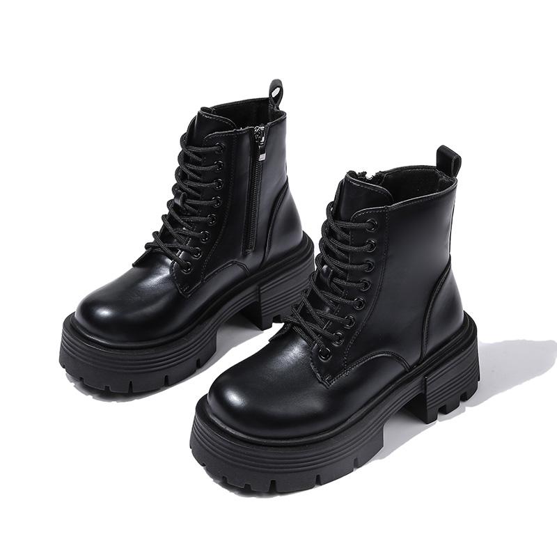 Ботинки для женщин Готические сапоги на платформе Модные Боковые Молнии Современные Сапоги Женские Высококачественные Круглые Носки Женская Обувь Botas De Mujer