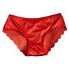 Женские атласные трусики с бантом на бретельках, однотонные кружевные трусы со средней талией, тонкие сексуальные