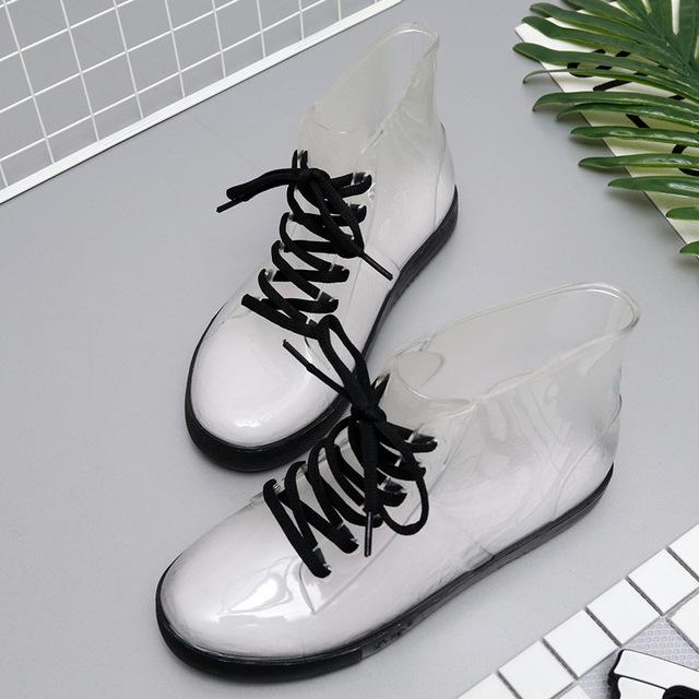 Dwayne Новые прозрачные резиновые сапоги из ПВХ для женщин, водонепроницаемые сапоги, модные галоши, обувь для рыбалки, яркие резиновые сапоги