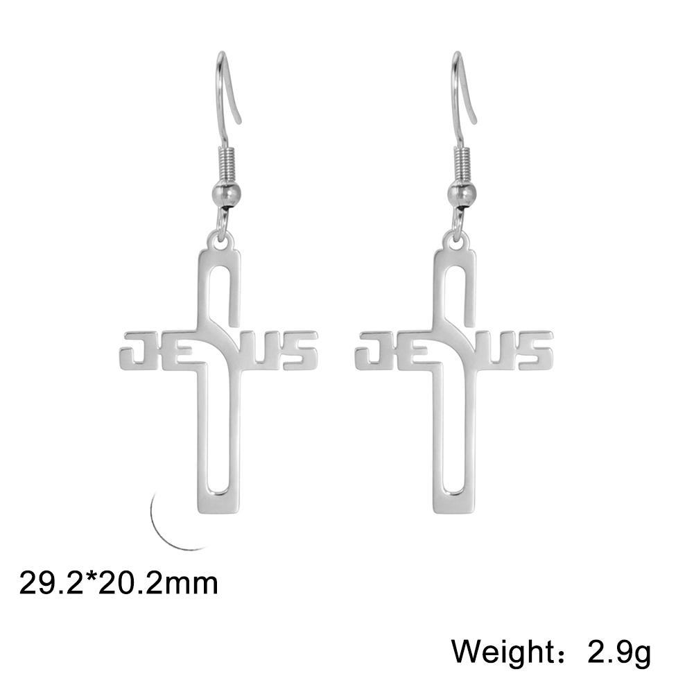 Cazador Christian Jesus Cross Dangle Earring for Women Stainless Steel Jewelry Drop Earrings Mother Day Mother Gift