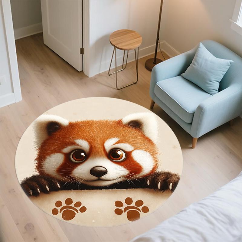 Круглый ковер с узором Красная панда, Ковер для гостиной, спальни, дивана, игровой комнаты, Нескользящий коврик для пола, Праздничные и Подарок на день рождения