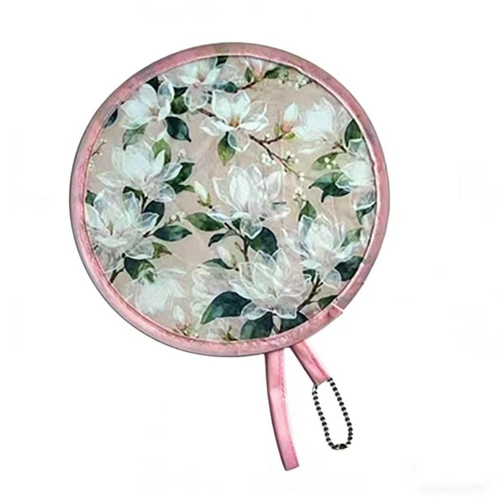 Summer Handheld Folding Fan Polyester Mini Folding Fan Portable Round Foldable Fan Men Women