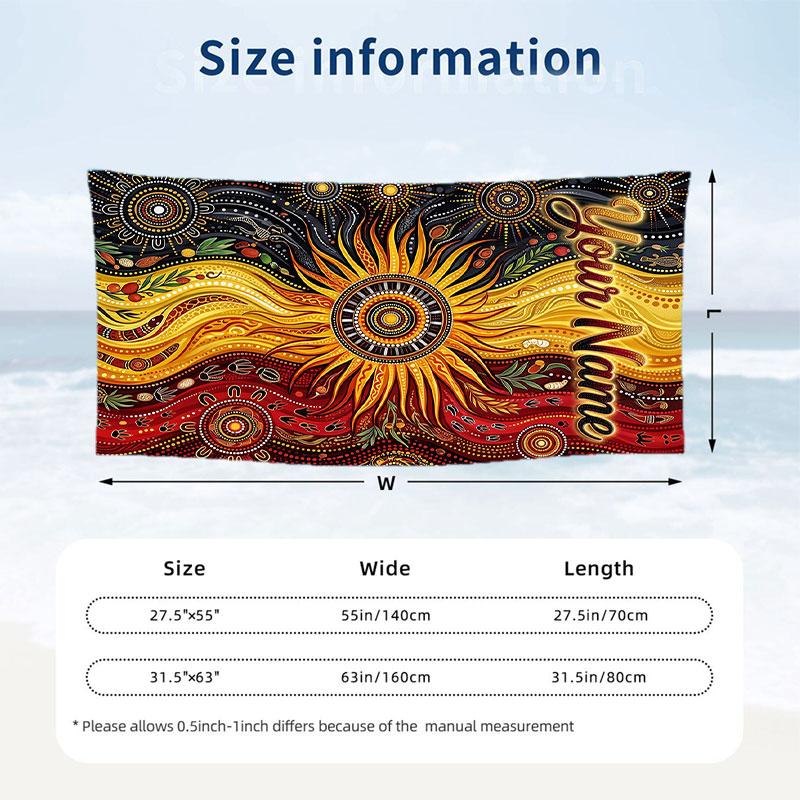 Floral Garden Theme Beach Towel Personalized Custom Name & Text Soft Quick Dry Beach Towel for Swimming Travel