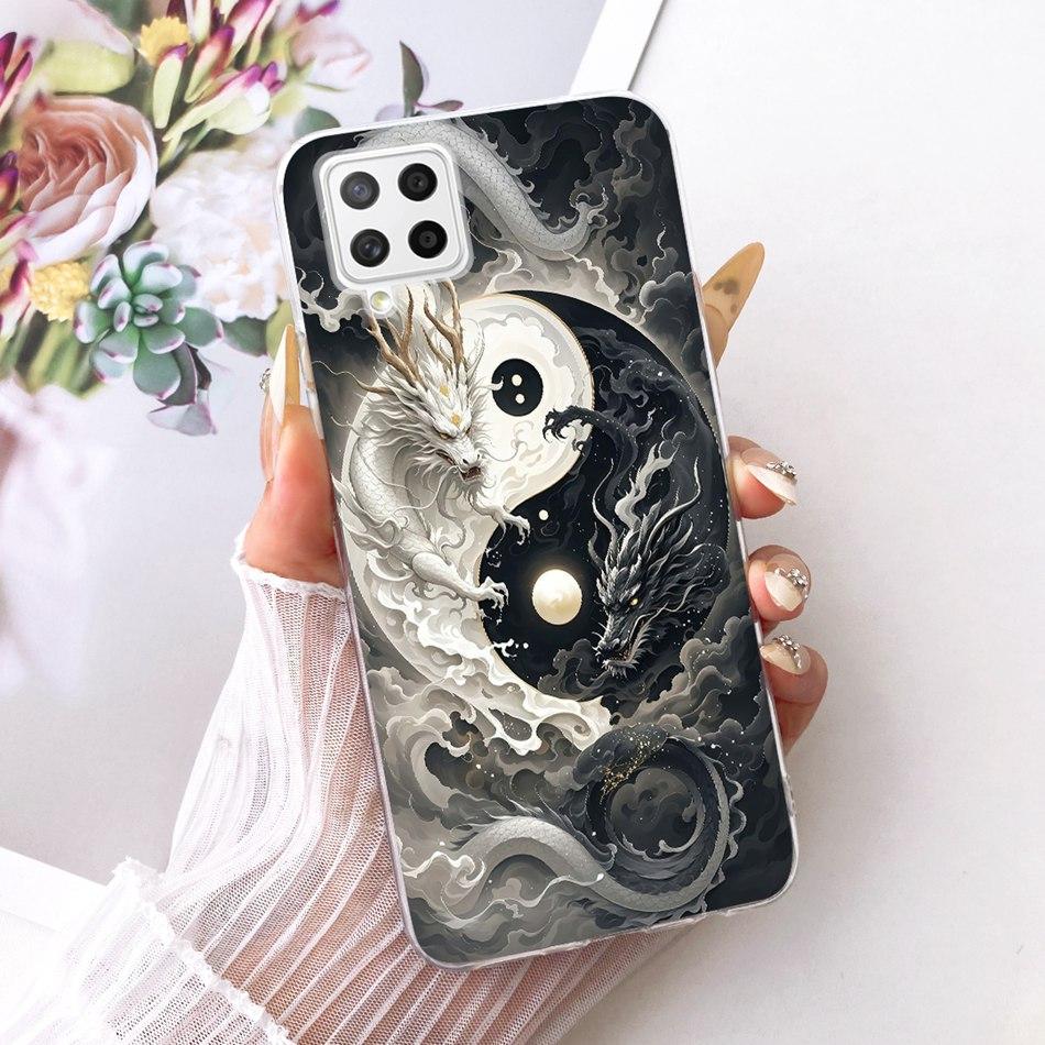 For Samsung Galaxy A22 4G A225F / A22 5G A226B Cool Dragon Tiger Pattern Phone Case For Samsung A22 Soft Silicone TPU Bumpers