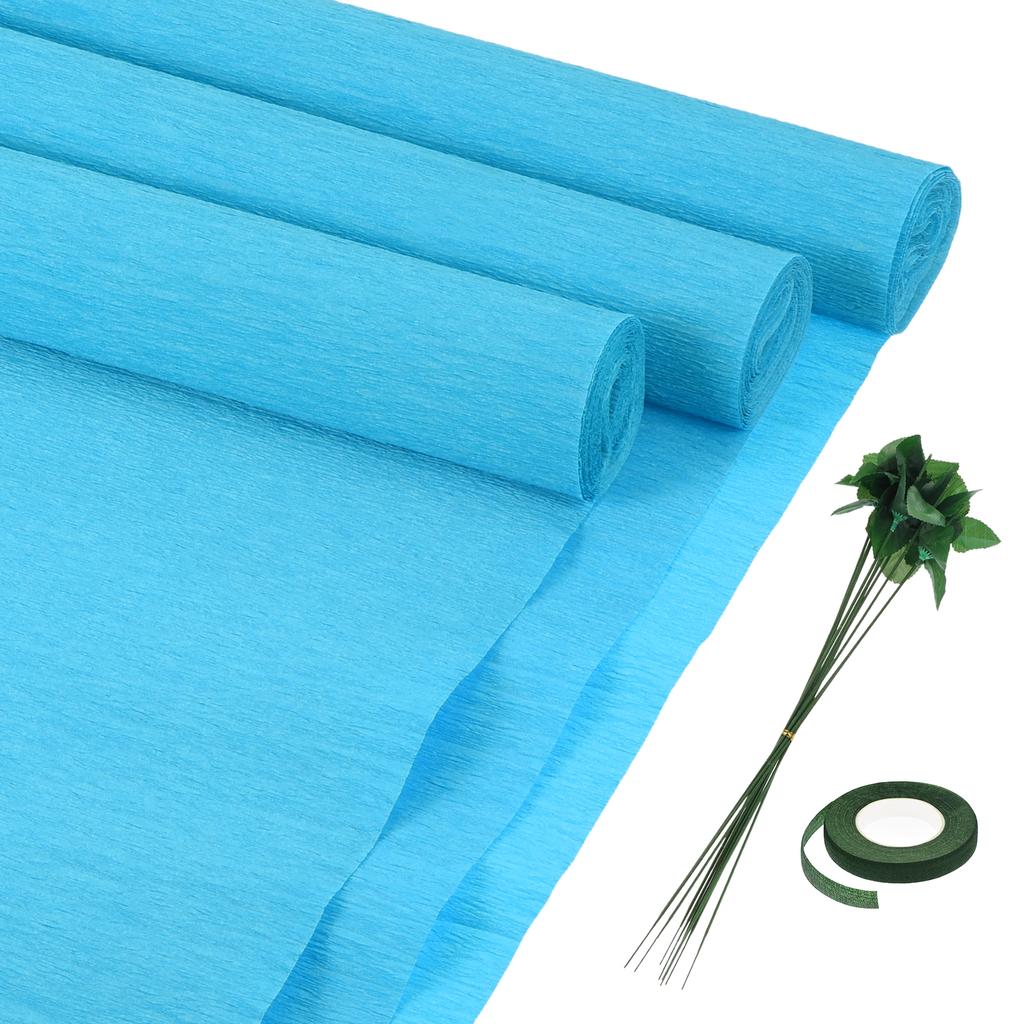 6 шт. рулонов крепированной бумаги с флористической проволокой и зеленой флористической лентой для свадебной церемонии, украшения различных крупных фестивалей