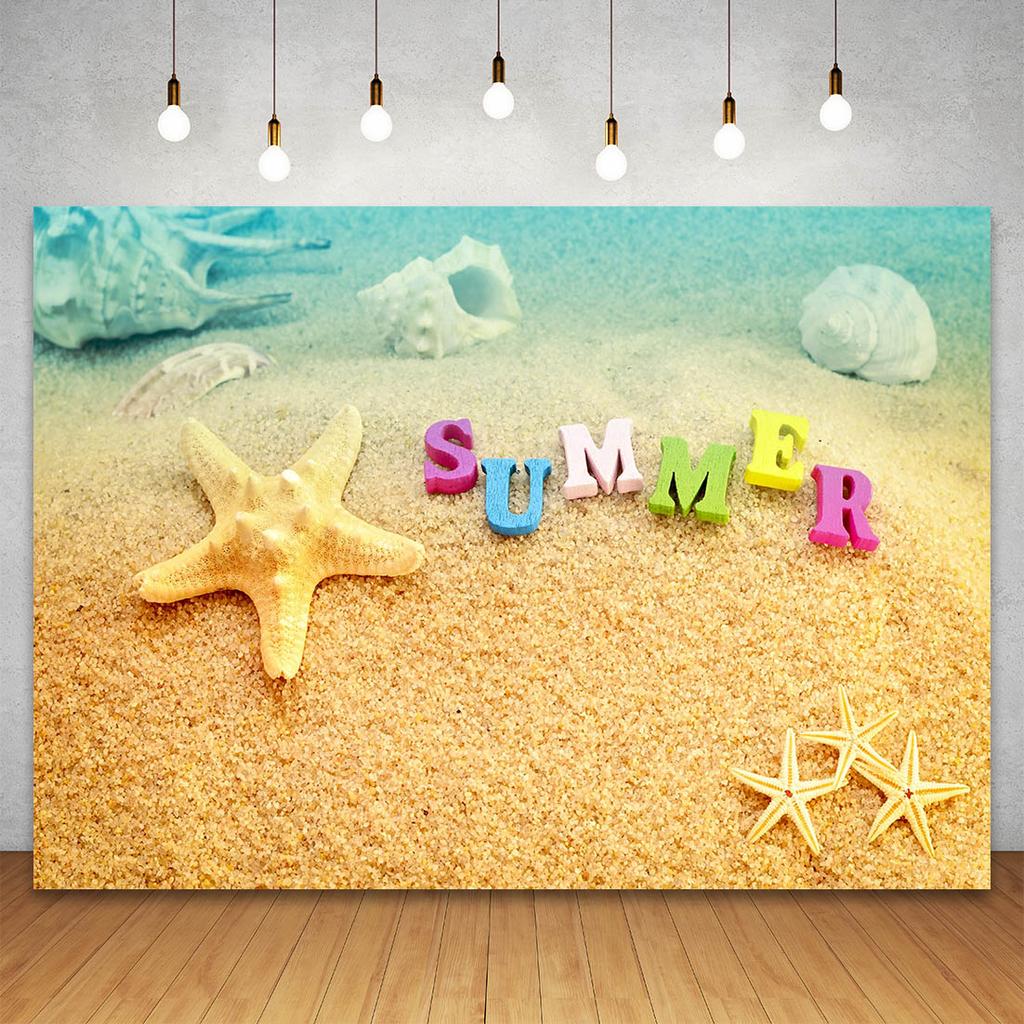 Vinyl Beach Sand Floor Background Starfish Shell Tropical Photozone Photography Backdrops Summer Holiday Photo Studio Photocall