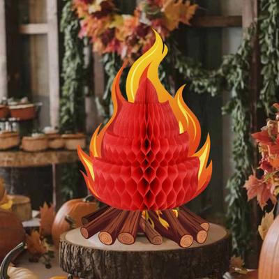 Декорация 'Фальшивый костер' 3D бумажный сотовый centerpiece 'Костер' Искусственное пламя Складной сотовый орнамент для походной девичьей вечеринки
