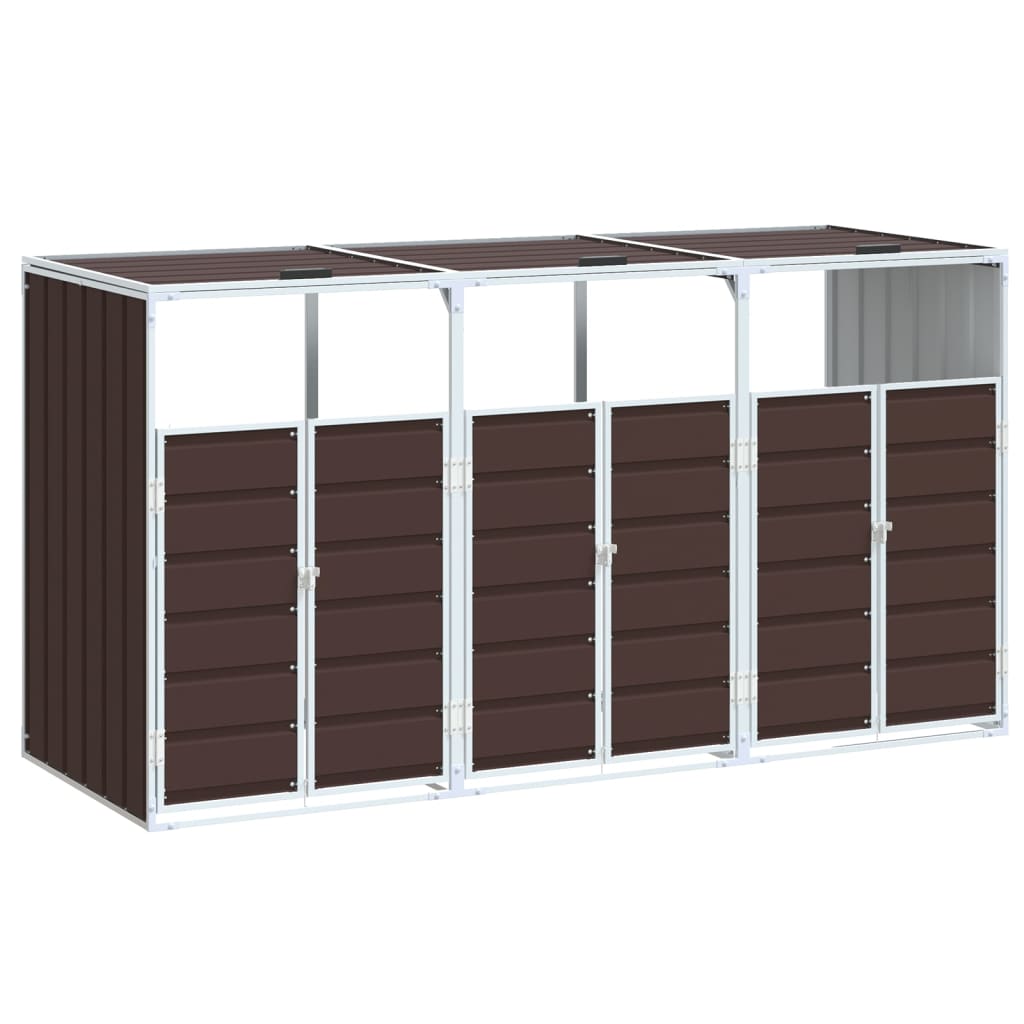 3 Ton Brown Waste Bin Enclosure 216 x 81 x 115 cm Steel