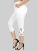 Rosegal Plus Size Glitter Sparkling Rhinestone Buckle Solid Pockets Crisscross Hollow Out Side Skinny Capri Pants