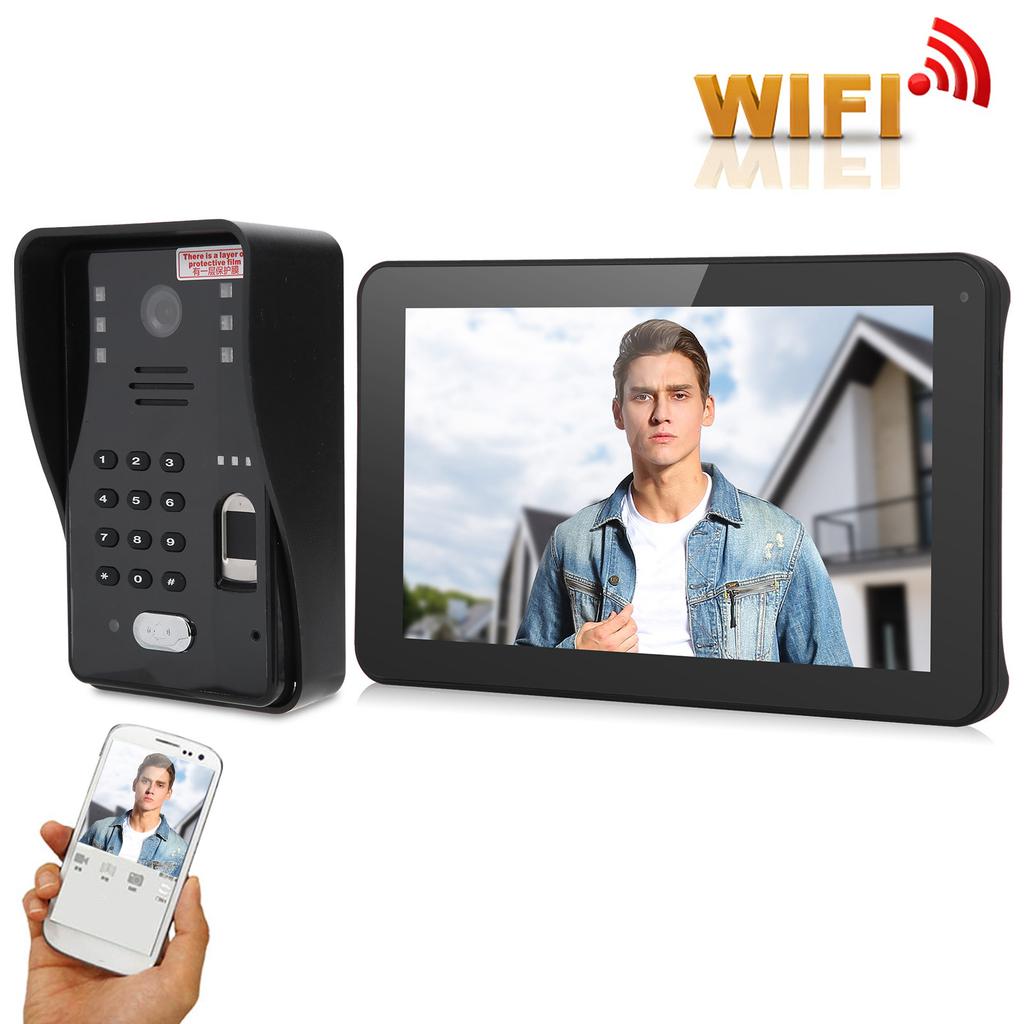 9-дюймовый проводной Wi-Fi доступ дверной телефон отпечаток пальца пароль IC карта удаленная разблокировка видеодомофон