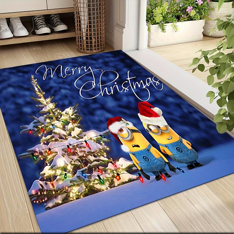 1Pc Christmas Minions Snowscape Carpet Rug Soft Washable Antislip Home Living Room Sofa Mats Personalized Christmas Rug