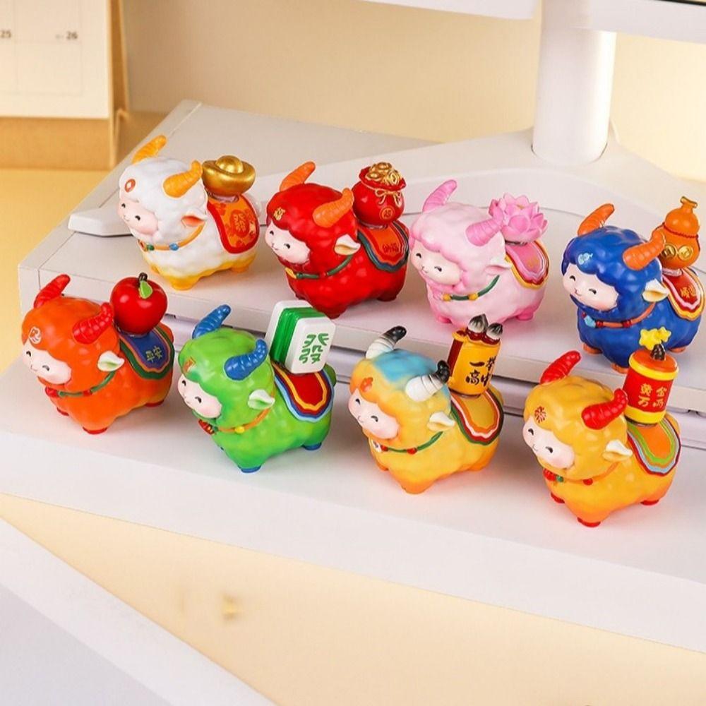 Resin Sheep Desktop Ornament Chinese Style Fortune Sheep Figure Office Desktop