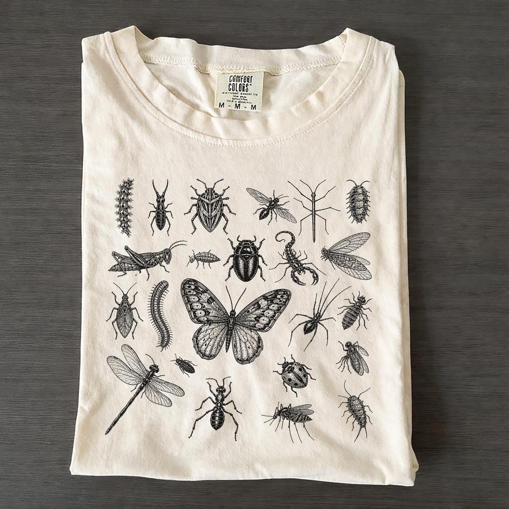 Retro Insect Entomology Graphic Tee, Cottagecore Nature Shirt, Comfort Colors Unisex T-Shirt