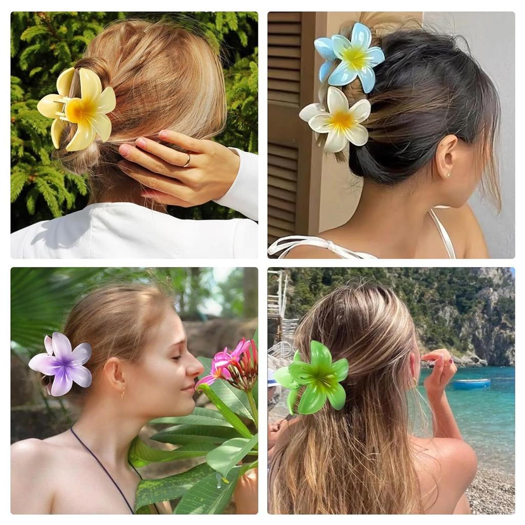 Hawaiian Gradient Hair Clips Women Flower Hair Claws Shark Hairpins Vacation Beach Hairpins Hair Accessories