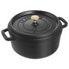 Staub Pico Cocotte Round, Black, 22cm, Double-Handled Enamel Pot, Induction Compatible, La Cocotte Round, 40509-305 (Official Japanese Product with Se