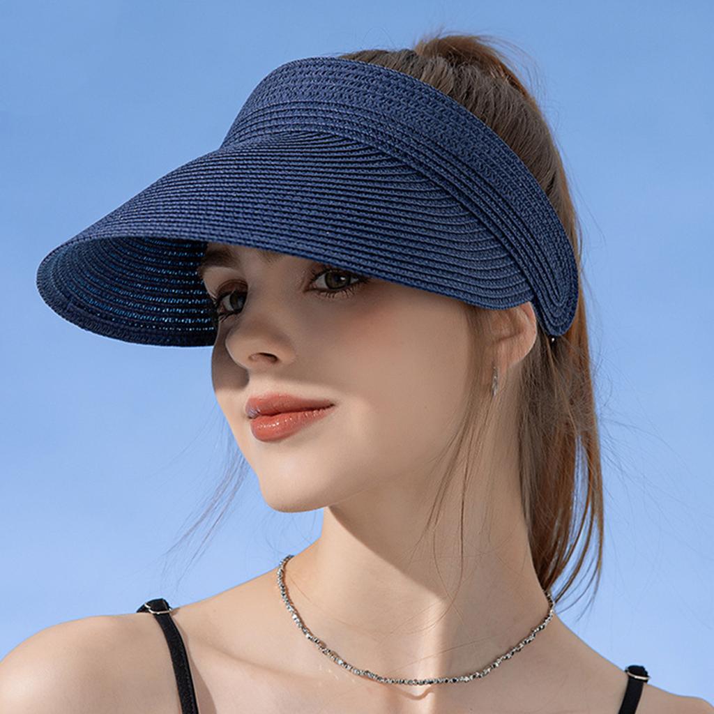 Women Sun Hat Raffia Sunshades Straw Hat Breathable Empty Top Sports Hat for Straw Hat Breathable for Casual Sport