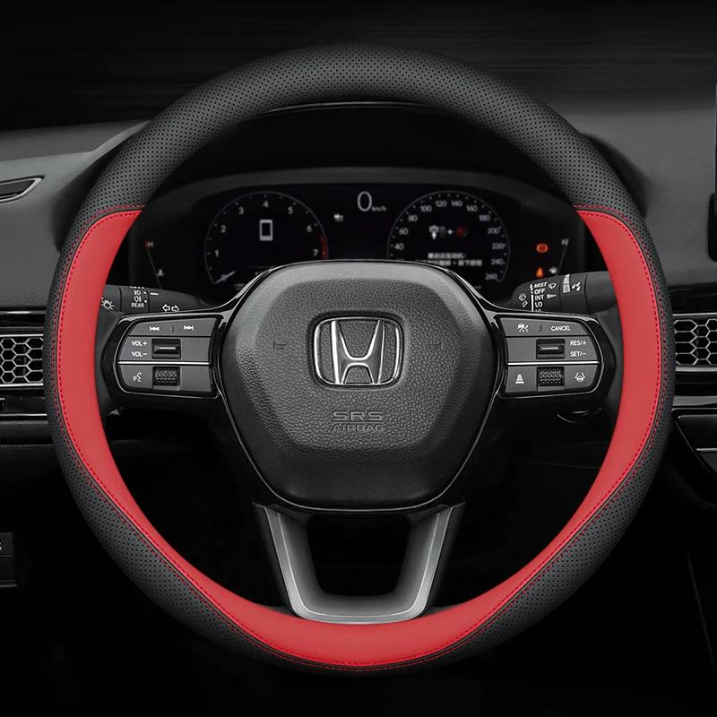 AAAKM1 Leather Car Steering Wheel Cover for Honda CRV Ridgeline HRV Prologue Civic URV Accord ZRV CRV WRV BRV Auto Interior Accessories