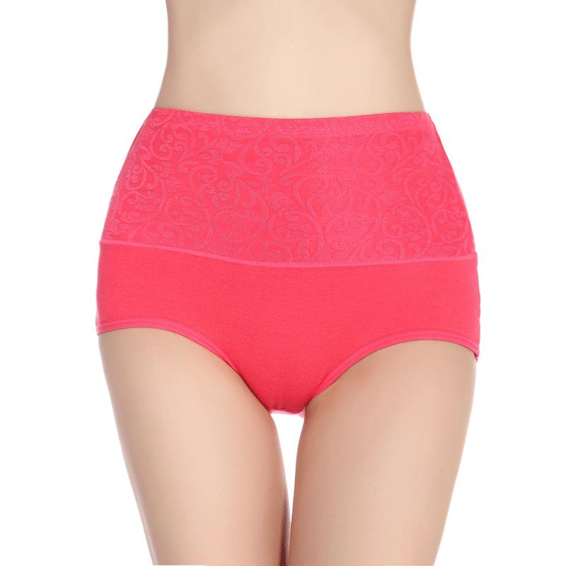 Женские хлопковые трусы с высокой талией и контролем живота