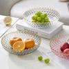 Baijie Fruit Plate, Snack Tray, Home Use Imitation Glass Dish, Dried Fruit Plate, Serving Tray, Candy And Nut Plate, Wavy Pattern Transparent White