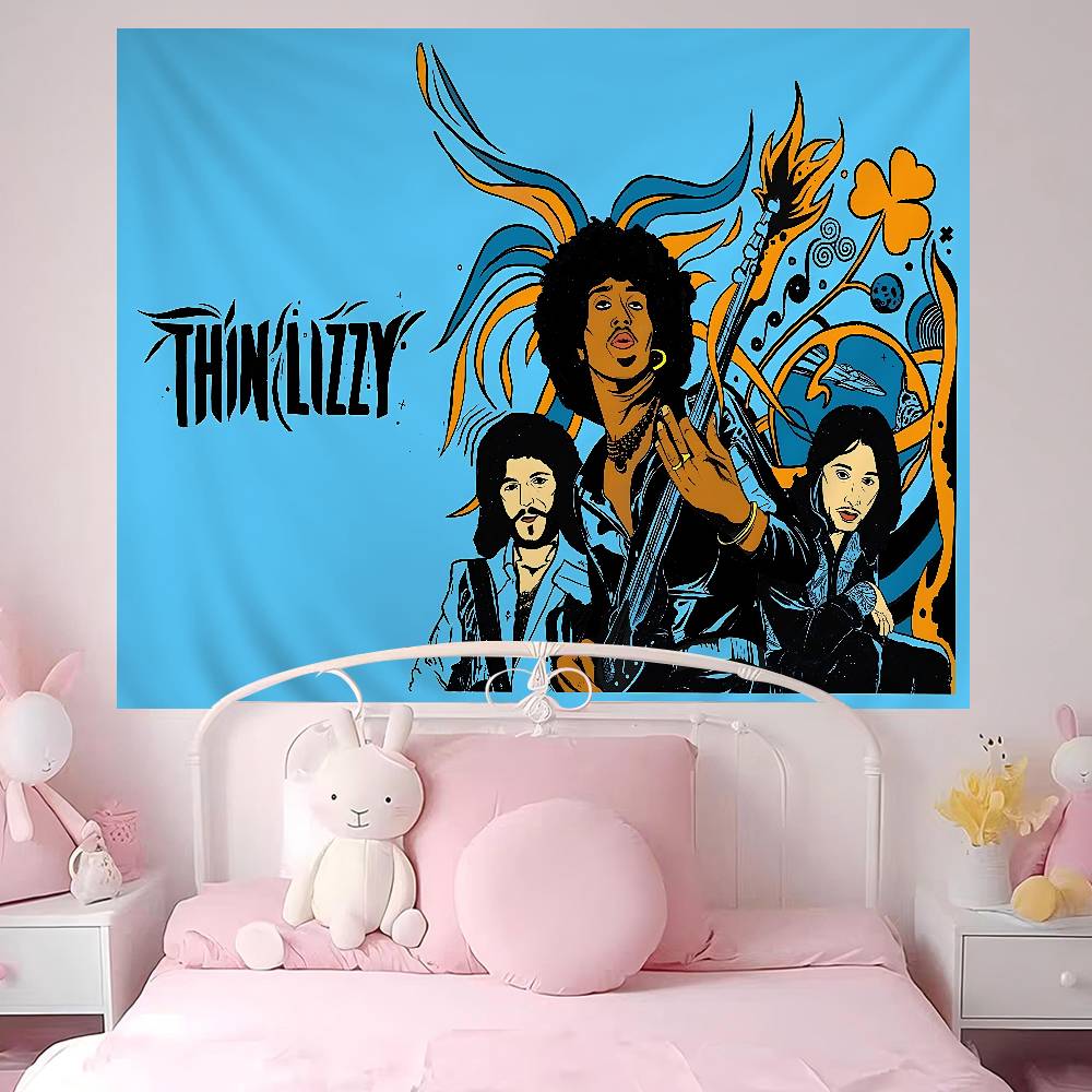 Тканевое панно Rock Band Thin Lizzy Аниме Цветочный ковер в стиле хиппи Декор для общежития Дешевый настенный декор в стиле хиппи