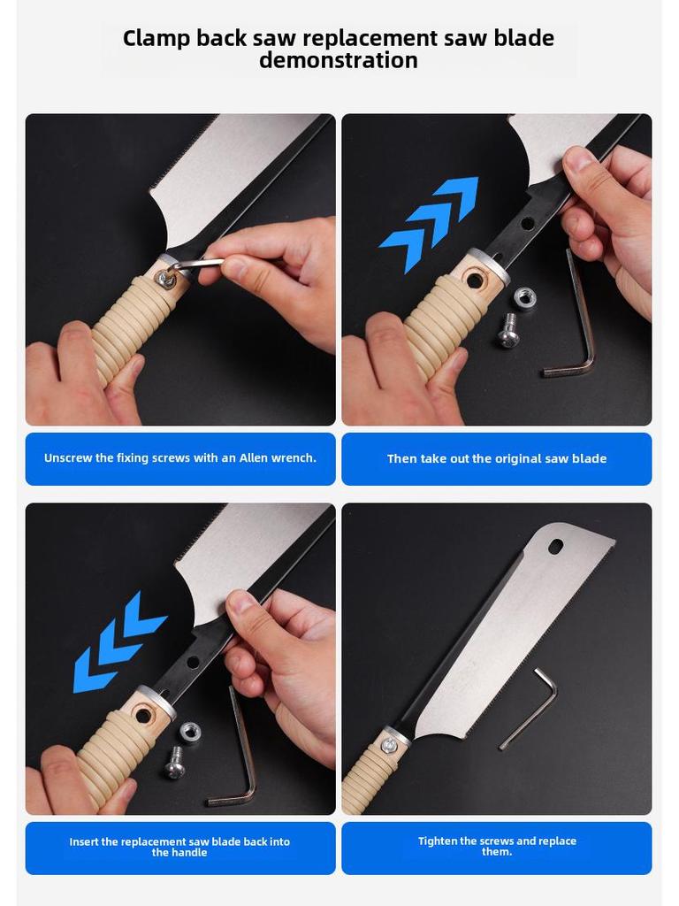 Японская двухсторонняя пила по дереву с ротанговой ручкой для поперечной резки и шиповых работ