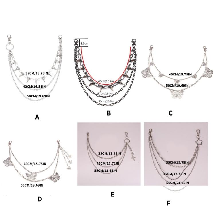 Длинная металлическая поясная цепочка Готицизм Поясной ремень Панк Крючок Брюки Штаны Поясное звено для любителей моды