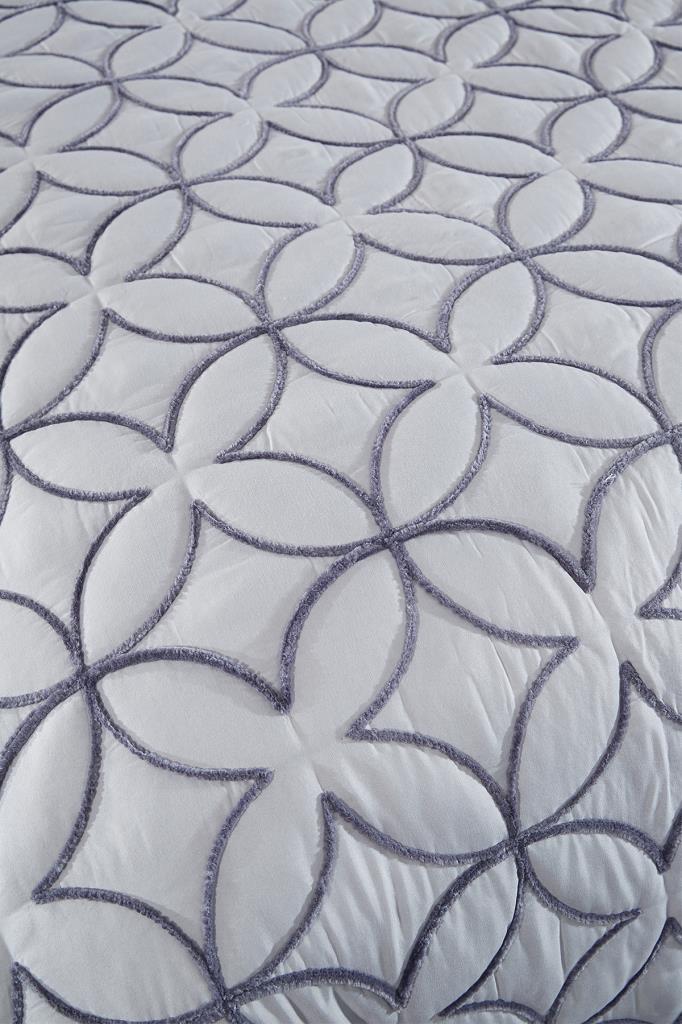 Комплект стеганых покрывал Parolin 3шт, Покрывало 180x240, Наволочка 50x70, Один размер, Кружево, Серый