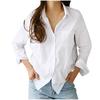 Fashion Women's White Blouse 2025 Chic Long Sleeve Lapel Button Up Shirt Tops Turn-Down Collar Pocket Shirts Women'S Clothing
