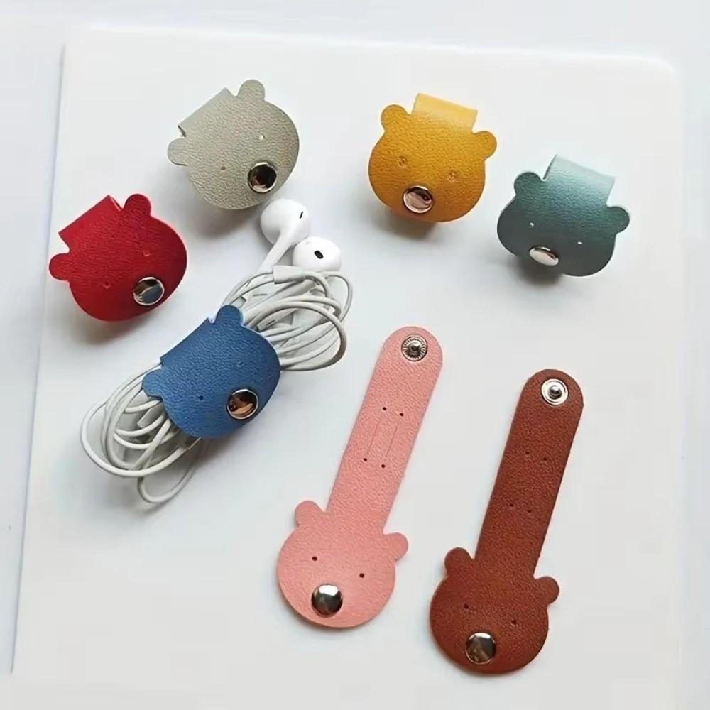 Durable Leather Cable Ties Elastic Tie Soft Cable Organizer Cute Reusable Cord Clip Data Cable Storage